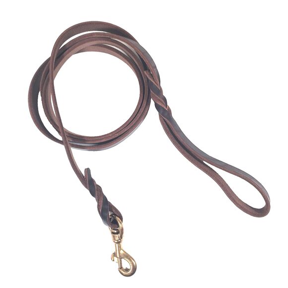 Unbranded Other - NEW Dog Leash 72-Inch-Long Braided Brown Leather Brass Clasp Heavy Duty